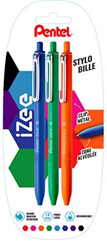 pentel-izee-bx470-lot-de-3-stylos-bille-r-tractables-bleu-vert-orange image 8
