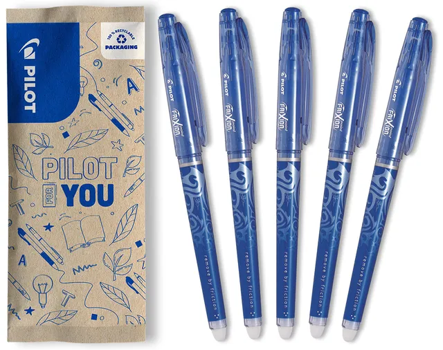 pilot-frixion-point-roller-effa-able-pointe-fine-0-5-mm-bleu-lot-de-5 image 1