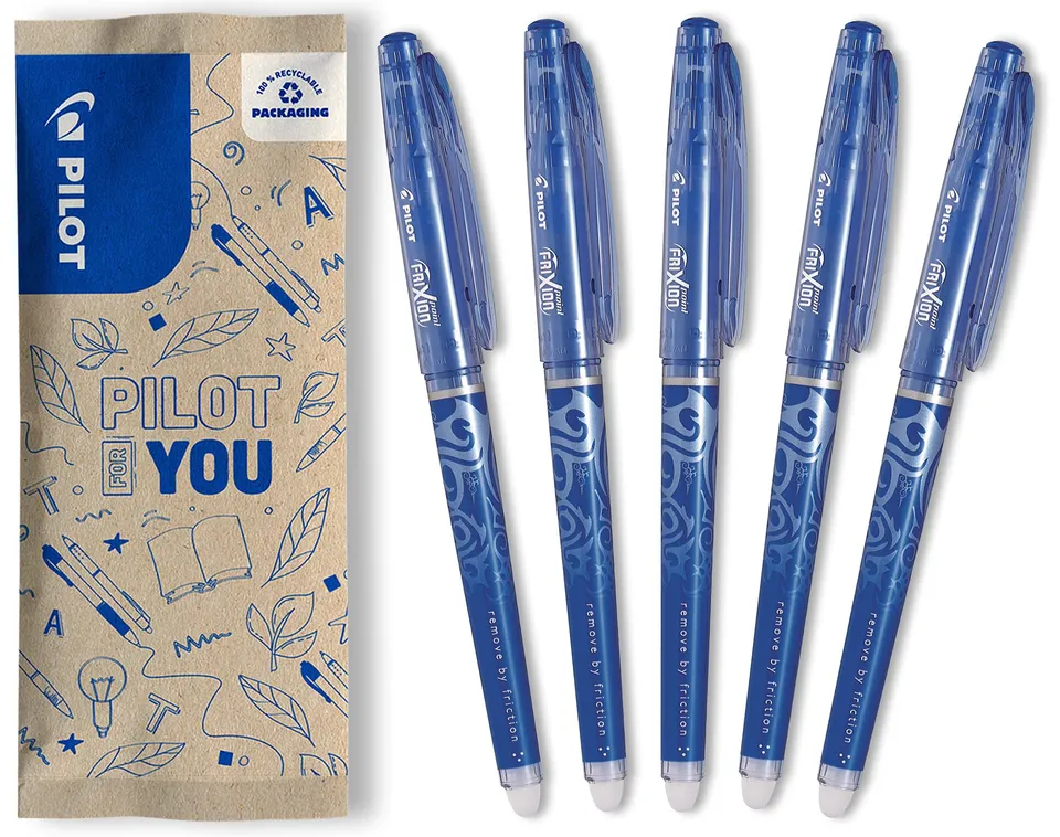pilot-frixion-point-roller-effa-able-pointe-fine-0-5-mm-bleu-lot-de-5 image 1