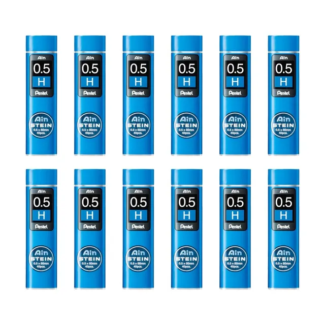 pentel-ain-stein-h-0-5-mm-mines-porte-mines-lot-de-12-tuis-de-40 image 1