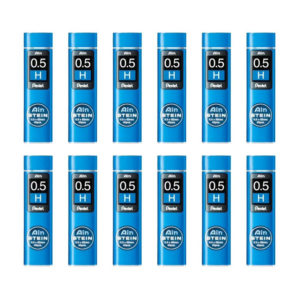 pentel-ain-stein-h-0-5-mm-mines-porte-mines-lot-de-12-tuis-de-40 image 1
