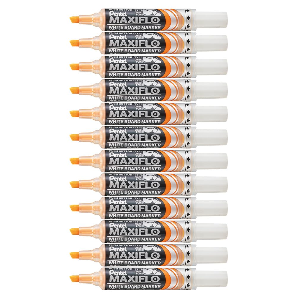 pentel-maxiflo-mwl6-lot-de-12-marqueurs-effa-ables-sec-pour-tableaux-blancs-poin image 1