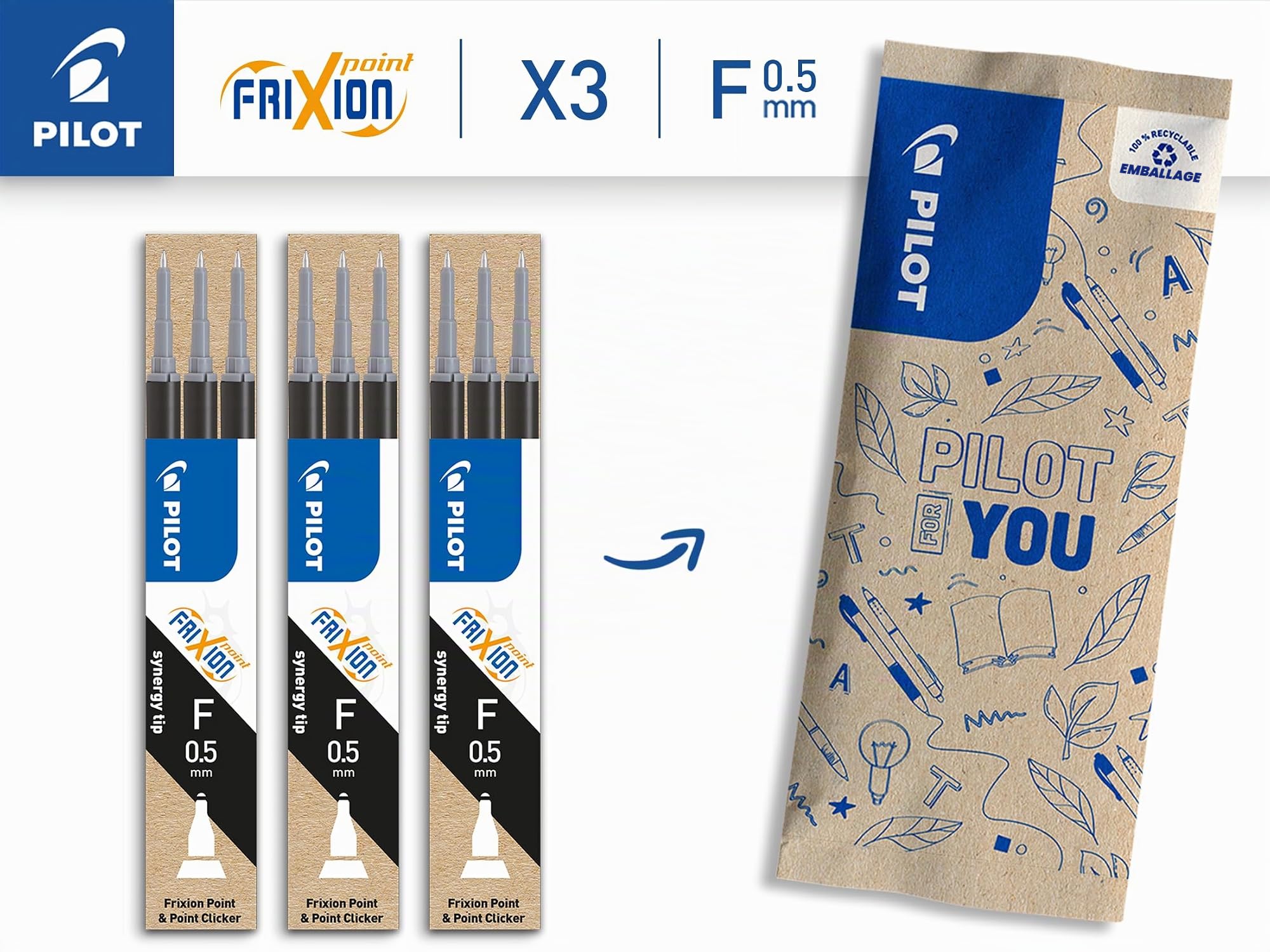 pilot-frixion-recharge-stylo-effa-able-pointe-fine-noir-lot-de-9-3-tuis-de-3 image 2