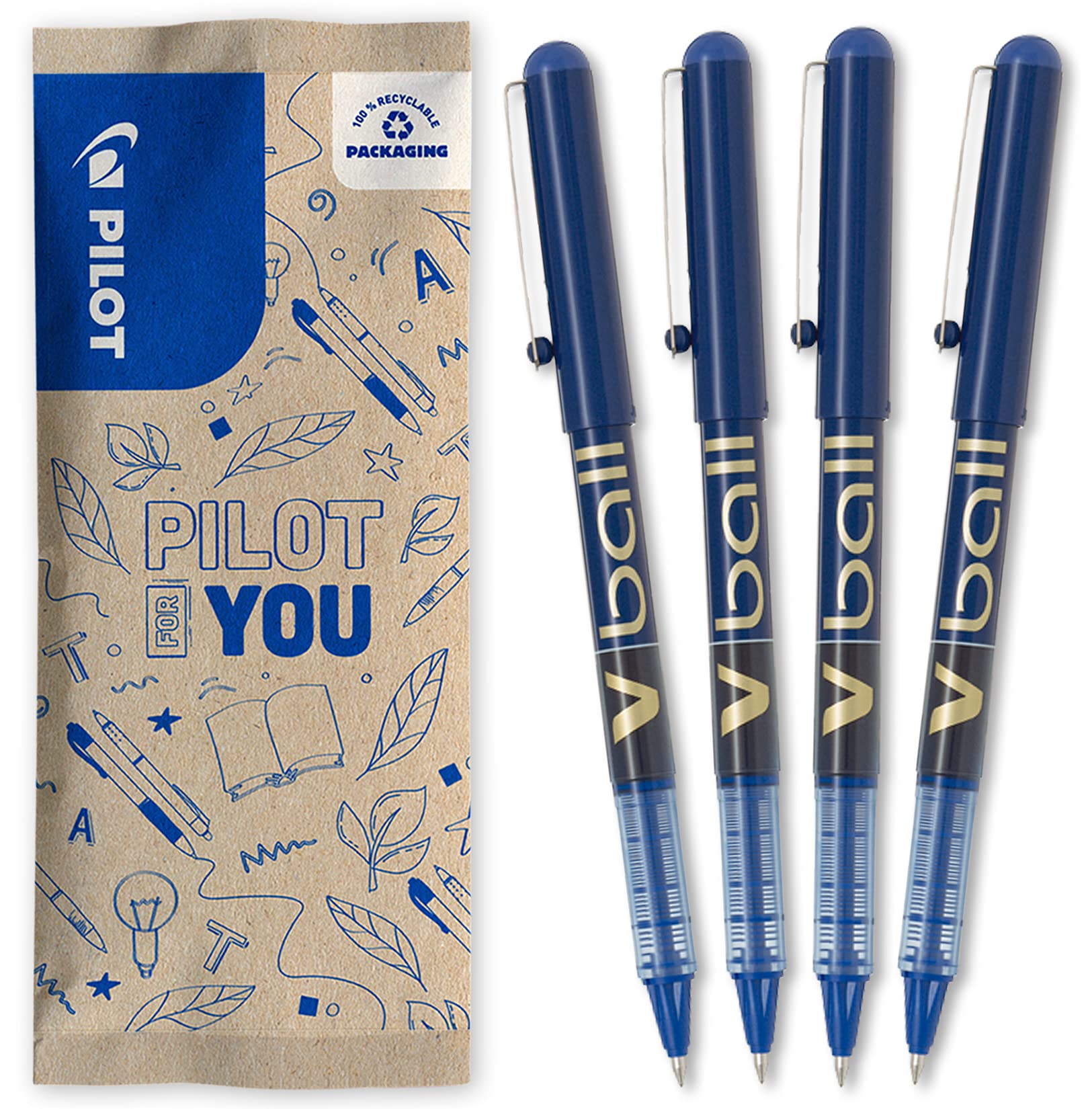 pilot-v-ball-07-stylo-roller-encre-liquide-pointe-moyenne-lot-de-4-noirs image 8
