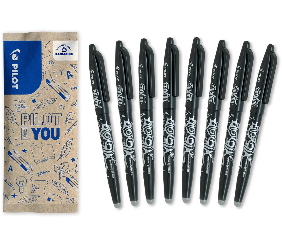 pilot-frixion-ball-07-roller-effa-able-0-7-mm-noir-lot-de-8 image 1