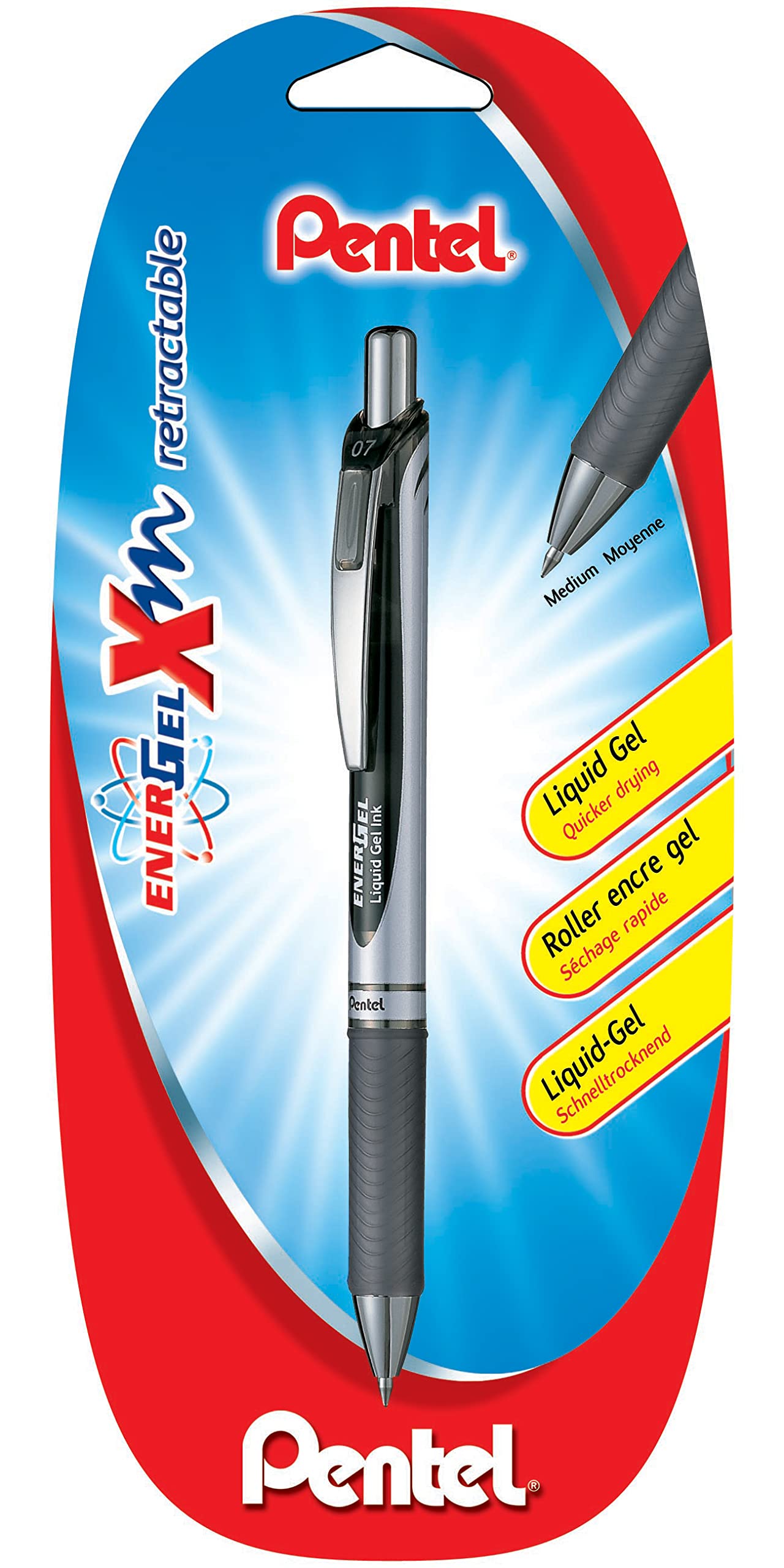 pentel-energel-bl77-roller-encre-gel-r-tractable-0-7-mm-noir-blister-x1 image 1