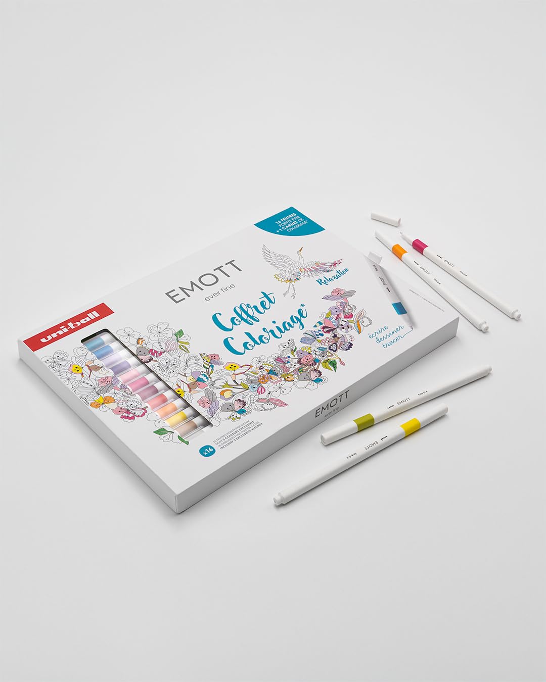 uni-ball-emott-feutre-fin-0-4-mm-coffret-16-couleurs-carnet-coloriage-a5 image 5