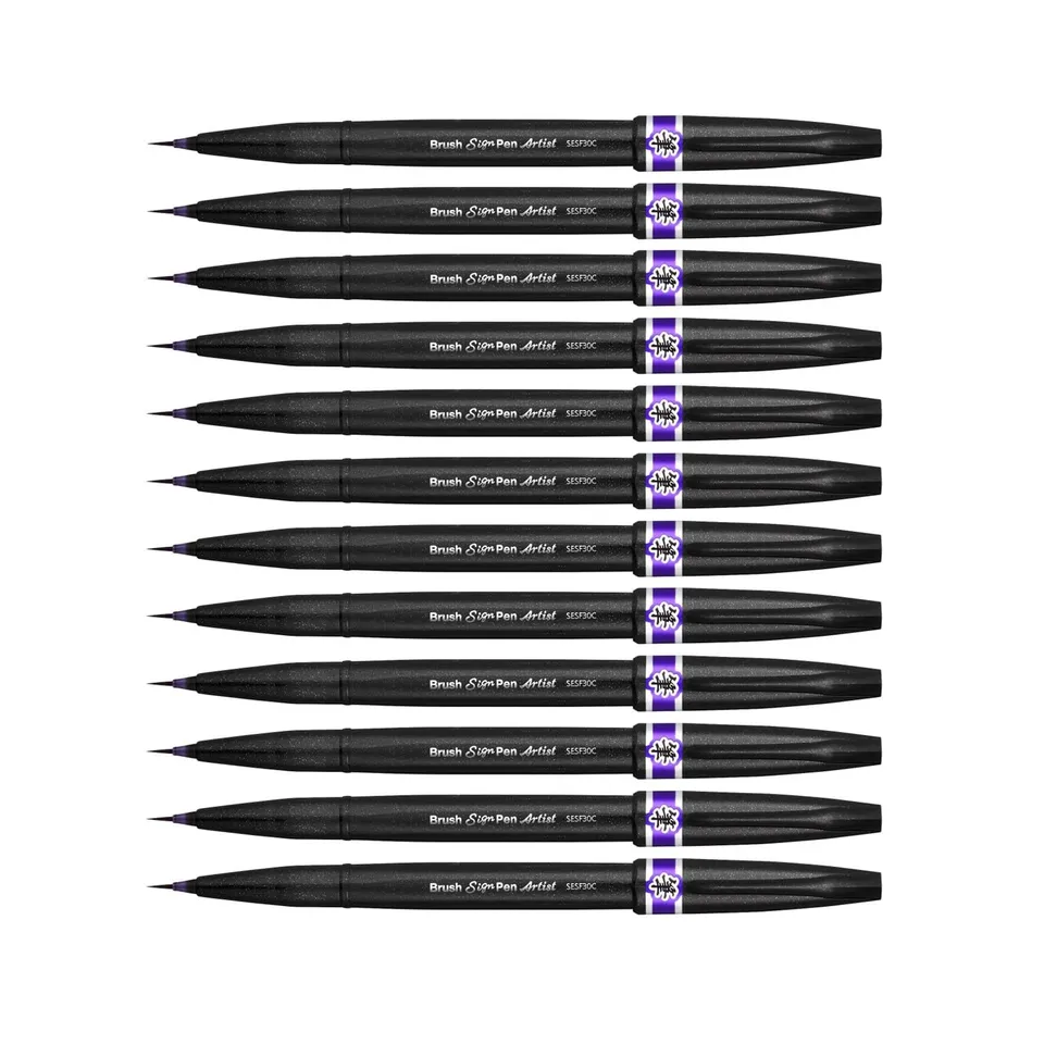 pentel-arts-brush-sign-pen-artist-sesf30c-violet-lot-de-12-feutres-pinceaux-extr image 1