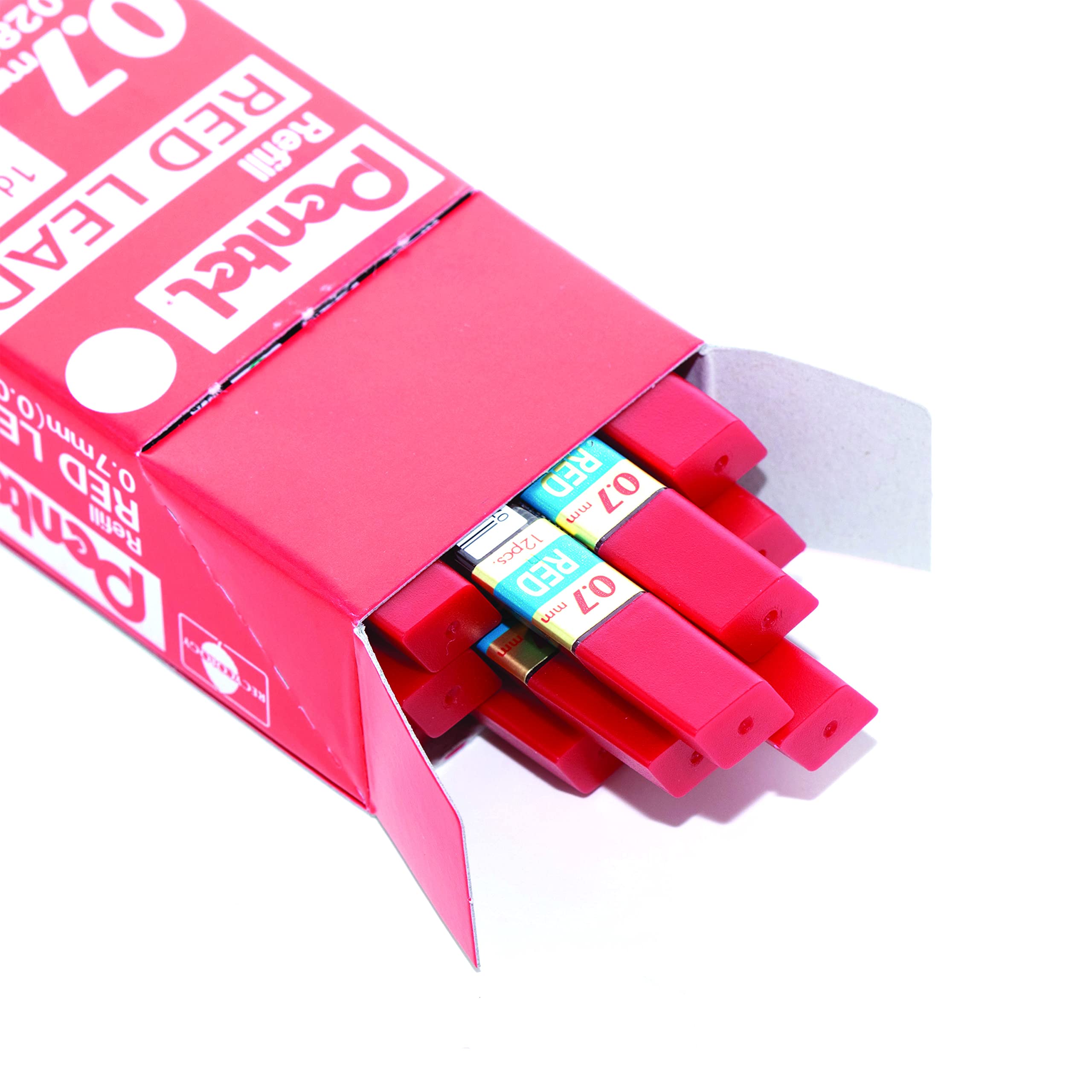 pentel-super-hi-polymer-ppr-7-mines-0-7-mm-rouge-hb-lot-de-12-tui-de-12-mines image 2