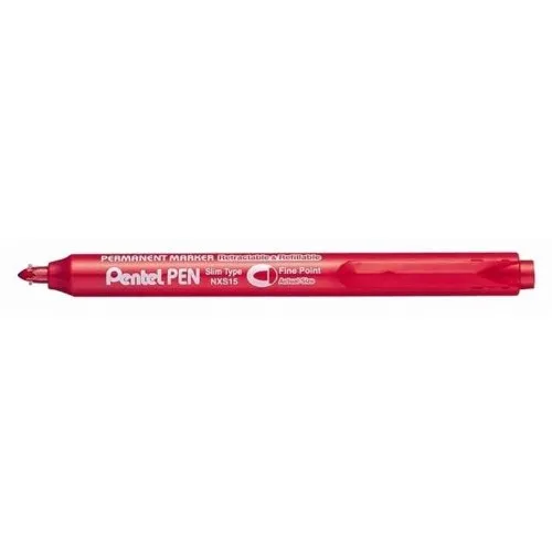 pentel-nxs15-marqueur-permanent-r-tractable-pointe-conique-moyenne-rouge-lot-de- image 1
