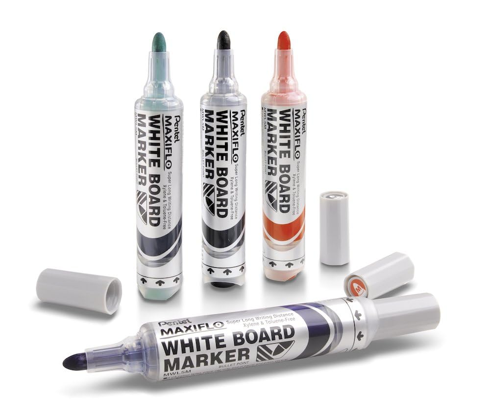 pentel-maxiflo-mwl5m-4-marqueur-tableau-blanc-pointe-ogive-large-pochette-4-coul image 3
