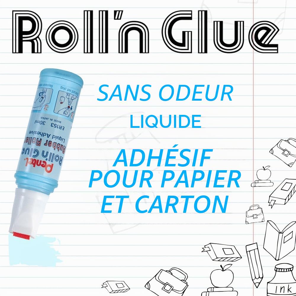 pentel-er153-s-roll-n-glue-lot-de-12-colles-liquides-transparentes-et-inodores-3 image 2