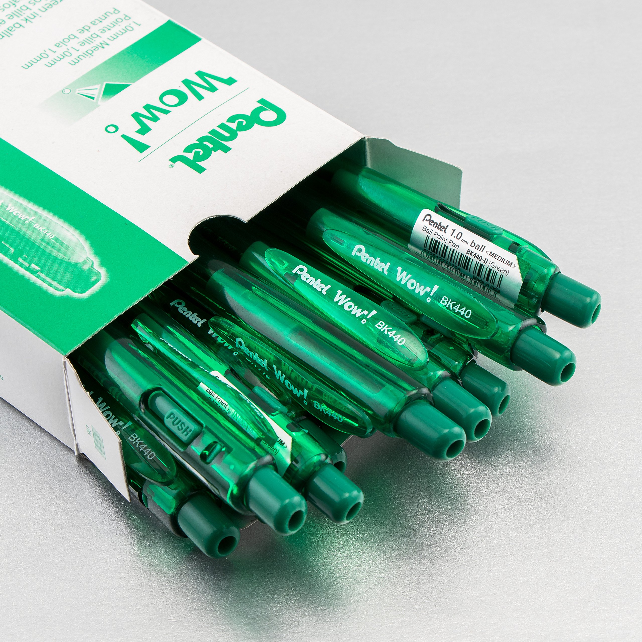 pentel-wow-stylo-bille-r-tractable-triangulaire-1-mm-vert-lot-de-12 image 3