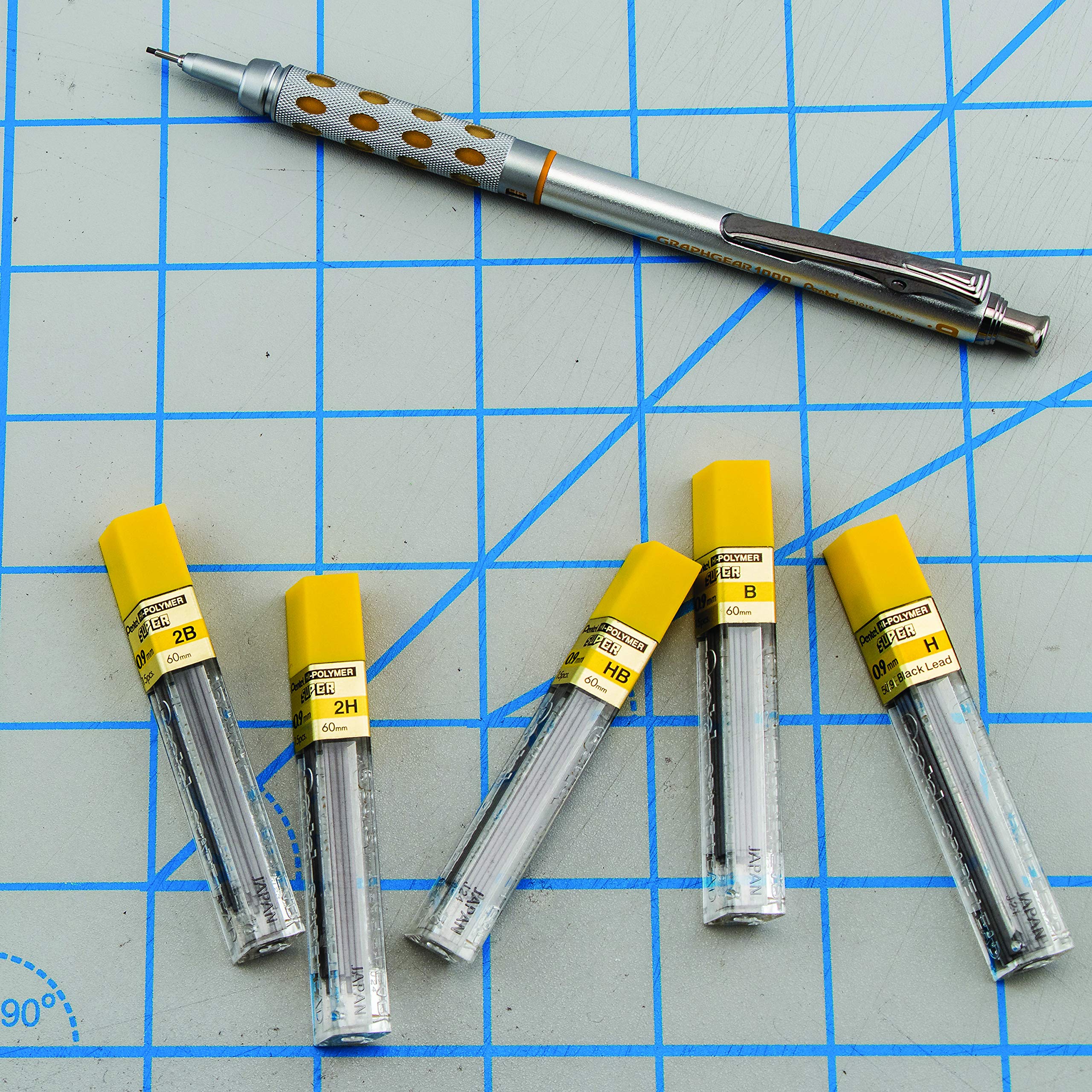 pentel-super-hi-polymer-mines-0-9-mm-2h-lot-de-12-tuis-de-15-mines image 8