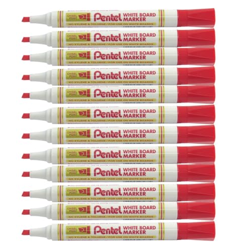 pentel-mw86-b-lot-de-12-marqueurs-tableau-blanc-pointe-biseaut-e-rouge image 6