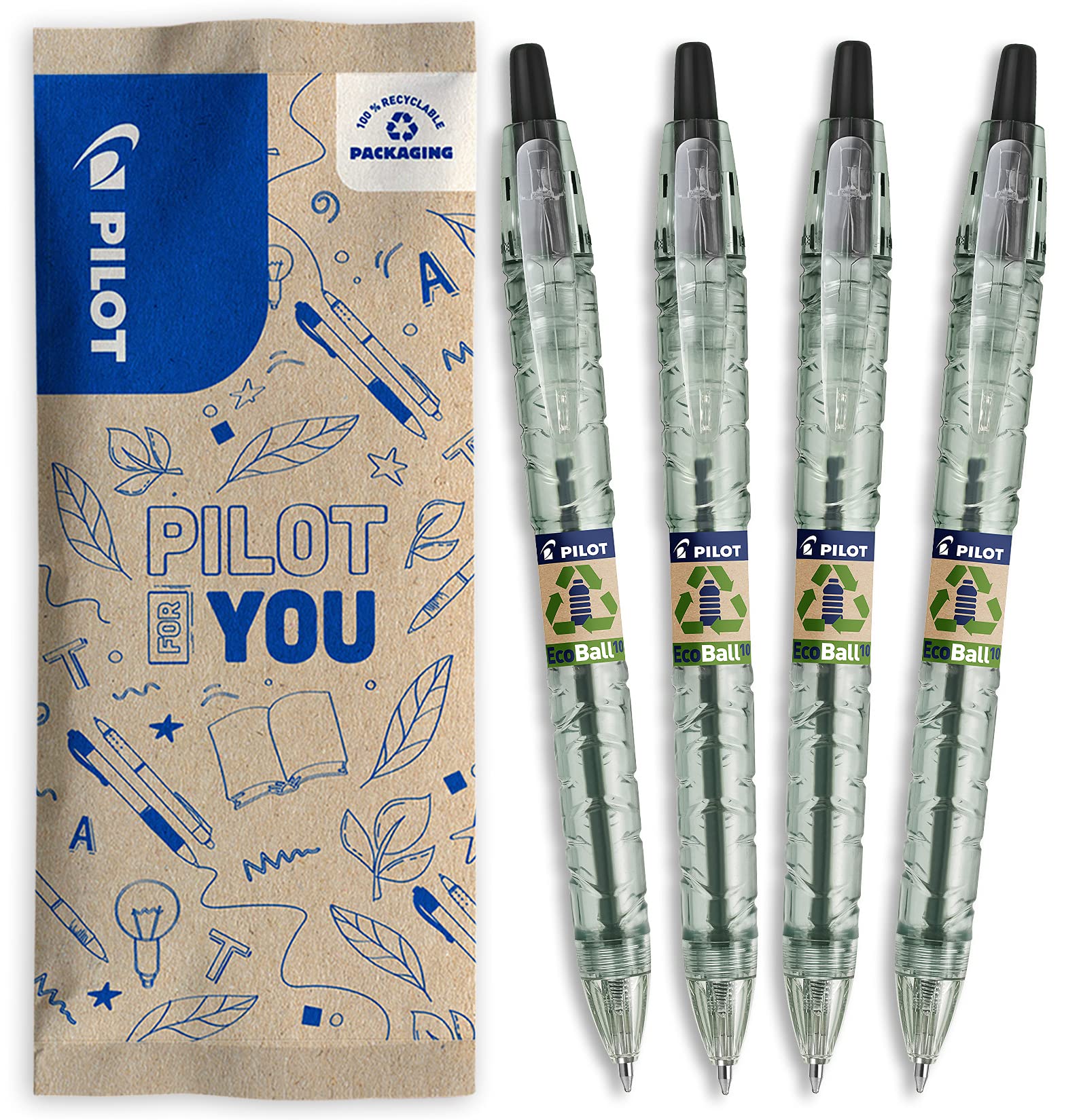 pilot-b2p-ecoball-begreen-stylo-bille-r-tractable-1-0-mm-bleu-lot-de-10-10-recha image 8