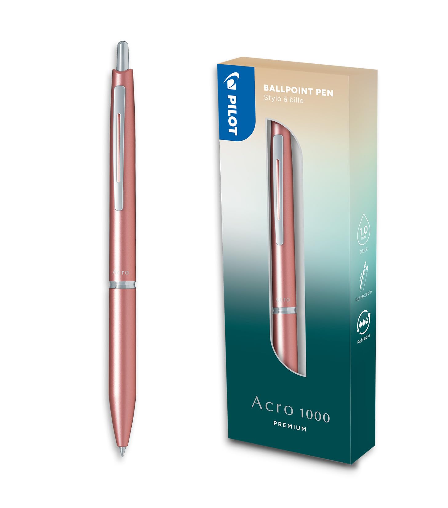 pilot-acro-1000-stylo-bille-premium-r-tractable-bleu-ciel-en-coffret-encre-noire image 6