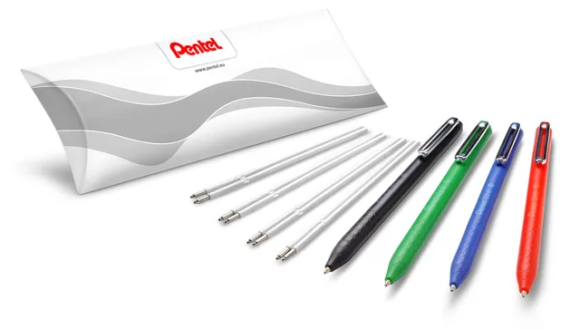 pentel-izee-bx470-stylo-bille-r-tractable-1-0-mm-noir-rouge-bleu-vert-pack-4-sty image 1