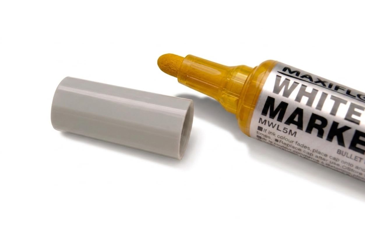 pentel-maxiflo-mwl5m-lot-de-12-marqueurs-tableau-blanc-jaune-pointe-conique-bout image 2