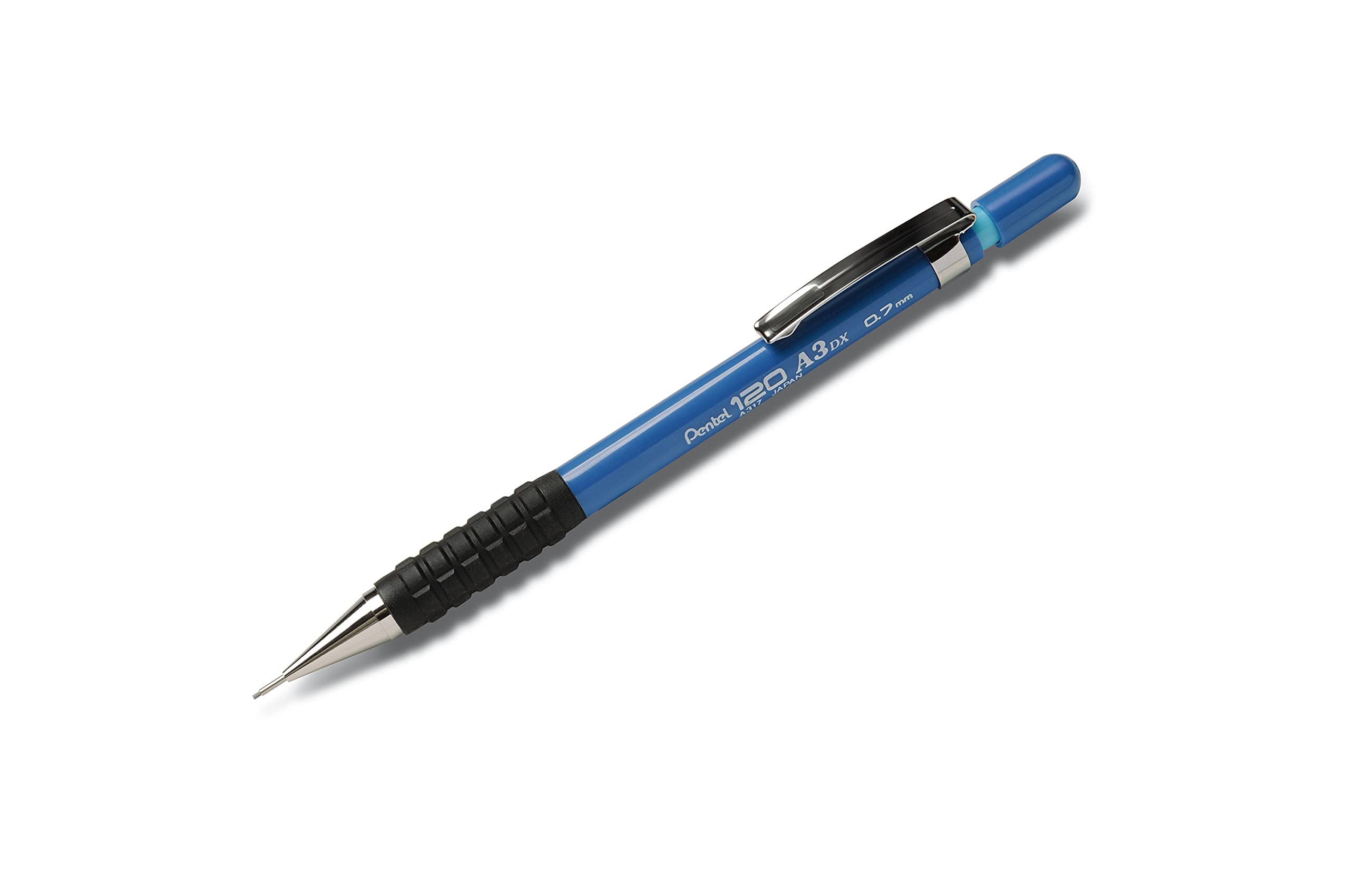pentel-a317-porte-mines-0-7-mm-canon-fixe-4-mm-corps-bleu-tui-12-mines image 3