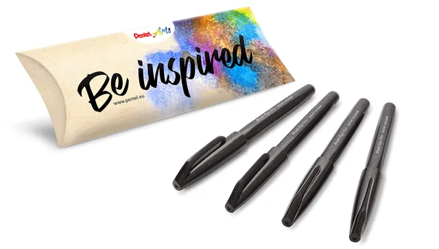 pentel-arts-brush-sign-pen-ses15c-feutre-pinceau-noir-pack-de-4 image 1