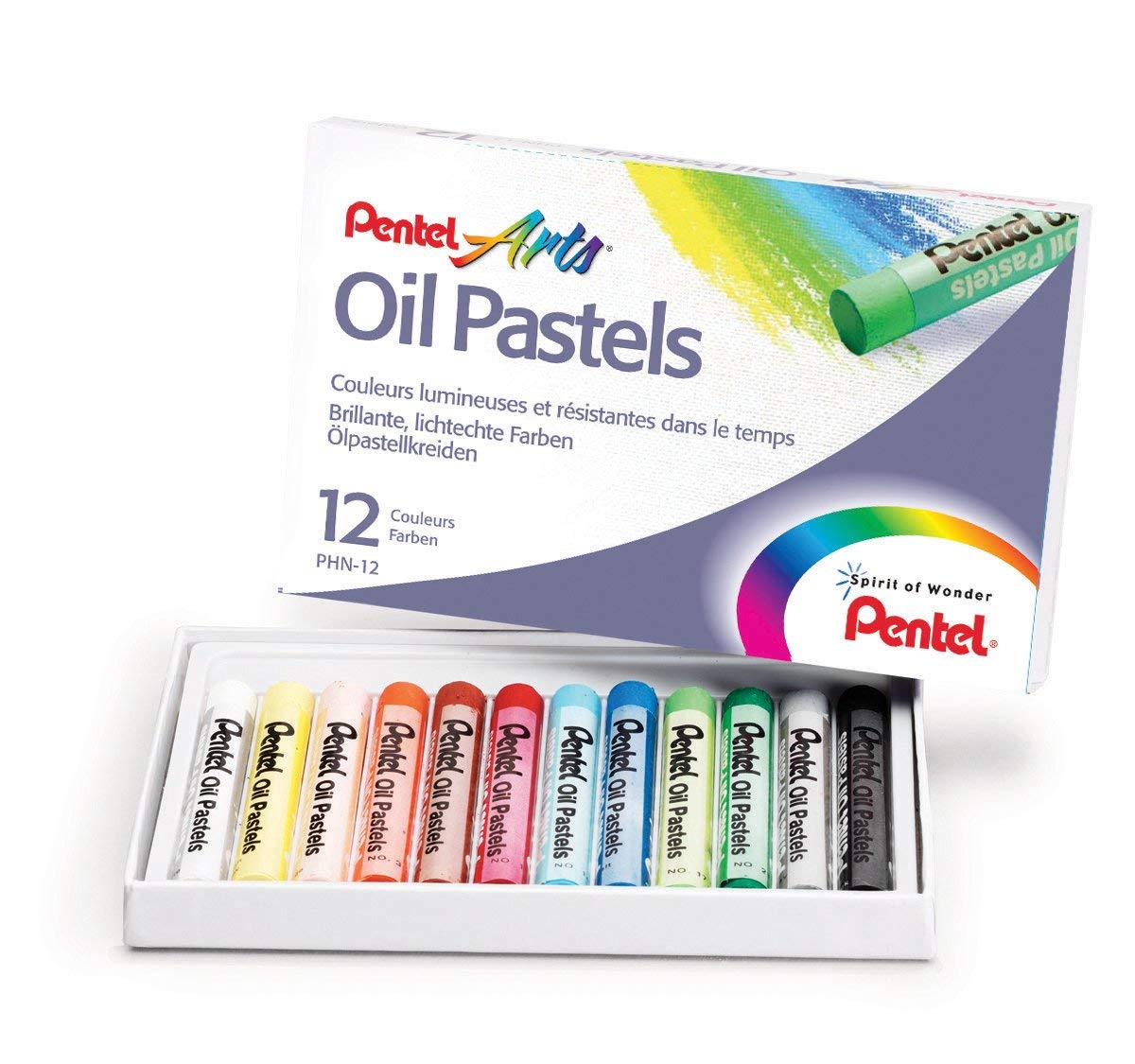pentel-arts-phn4-12-pastels-l-huile-12-couleurs-assorties image 1