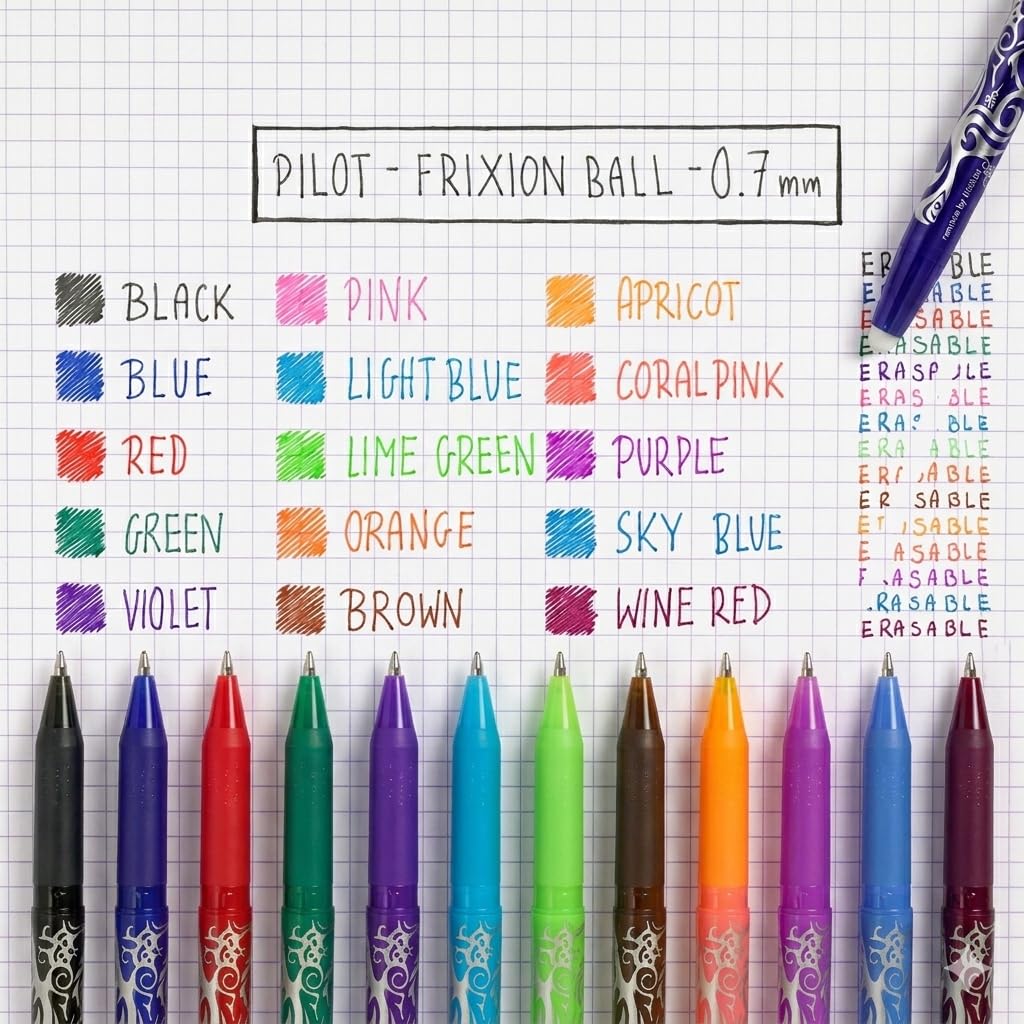 pilot-frixion-ball-07-roller-effa-able-0-7-mm-noir-lot-de-8 image 3