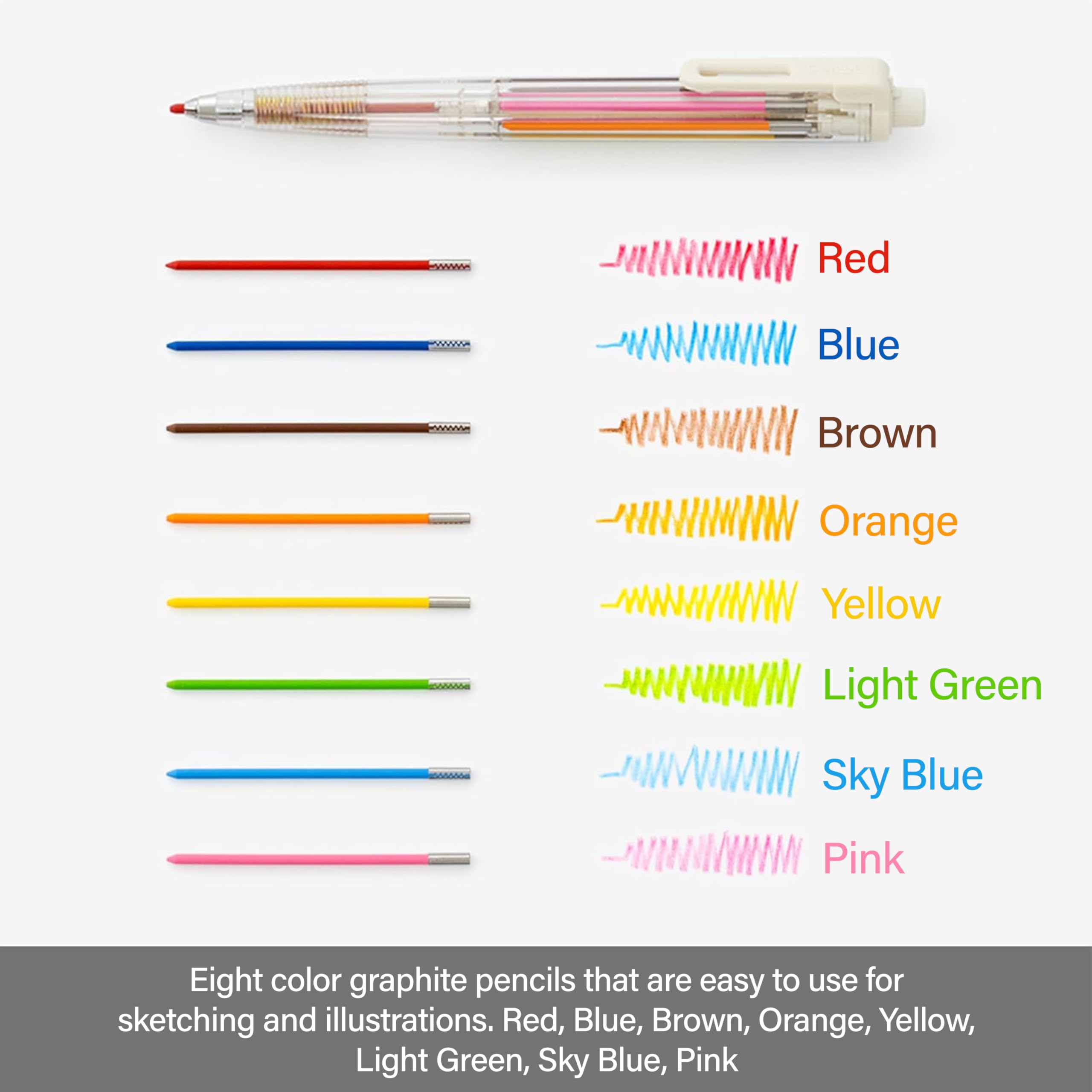 pentel-art-multi-8-xph804st-porte-mines-8-couleurs-2-0-mm-kit-12-recharges-taill image 4