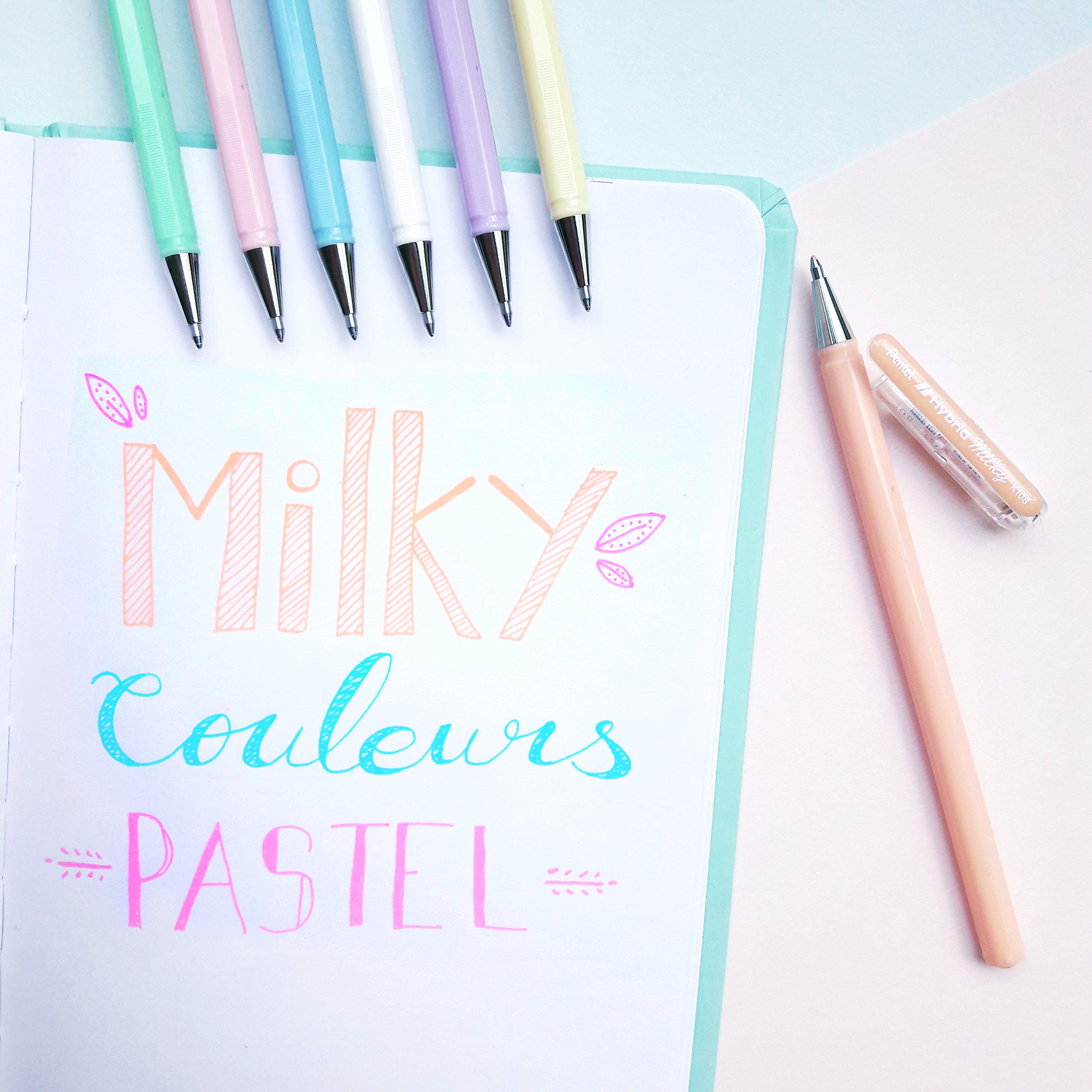 pentel-hybrid-k108p-roller-gel-pastel-0-8-mm-pochette-de-6-couleurs image 2