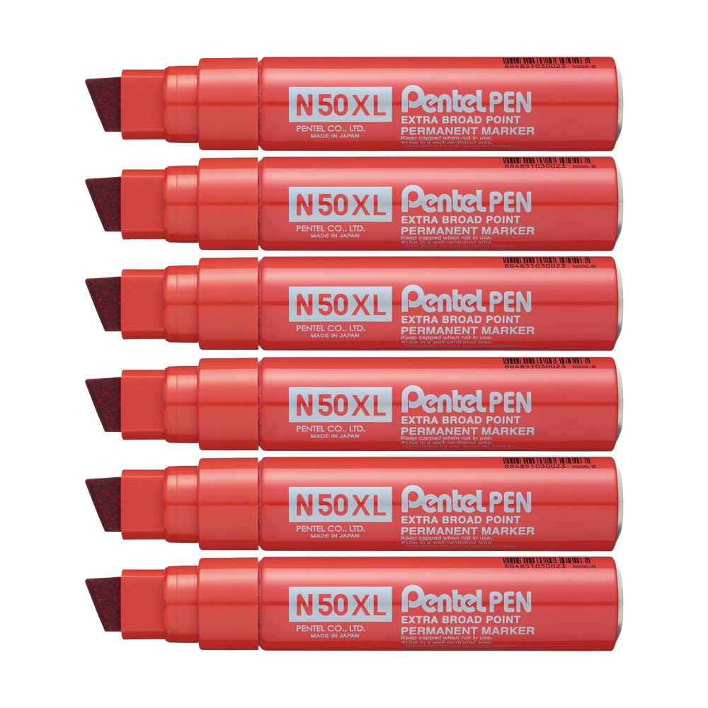 pentel-pen-n50xl-marqueur-permanent-extra-large-biseaut-lot-de-6-bleu image 6