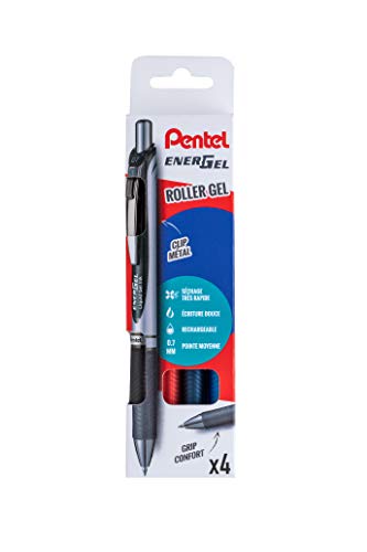 pentel-energel-bl77-pochette-de-4-rollers-gel-r-tractables-0-7-mm-noir-bleu-nuit image 6