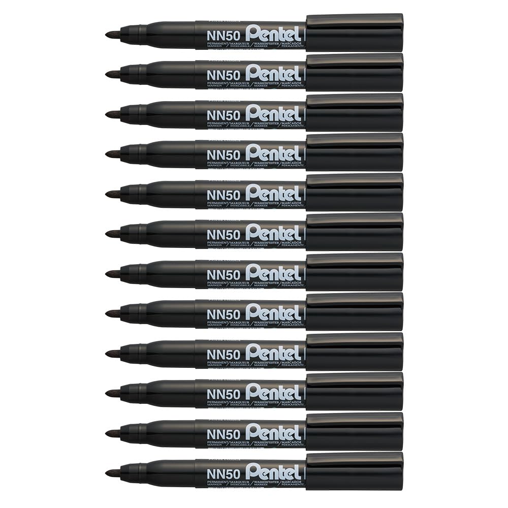 pentel-nn50-a-marqueur-permanent-pointe-conique-moyenne-noir-lot-de-12 image 1
