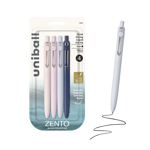 uni-ball-zento-stylo-gel-r-tractable-0-7-mm-lot-de-4-couleurs-discr-tes image 1