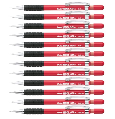 pentel-hi-graph-porte-mines-0-3-mm-canon-fixe-4-mm-rouge-lot-de-12 image 6