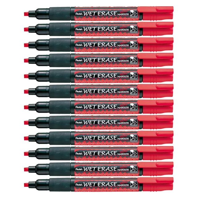 pentel-weterase-marqueur-craie-vitre-rouge-pointe-biseaut-e-lot-de-12 image 1