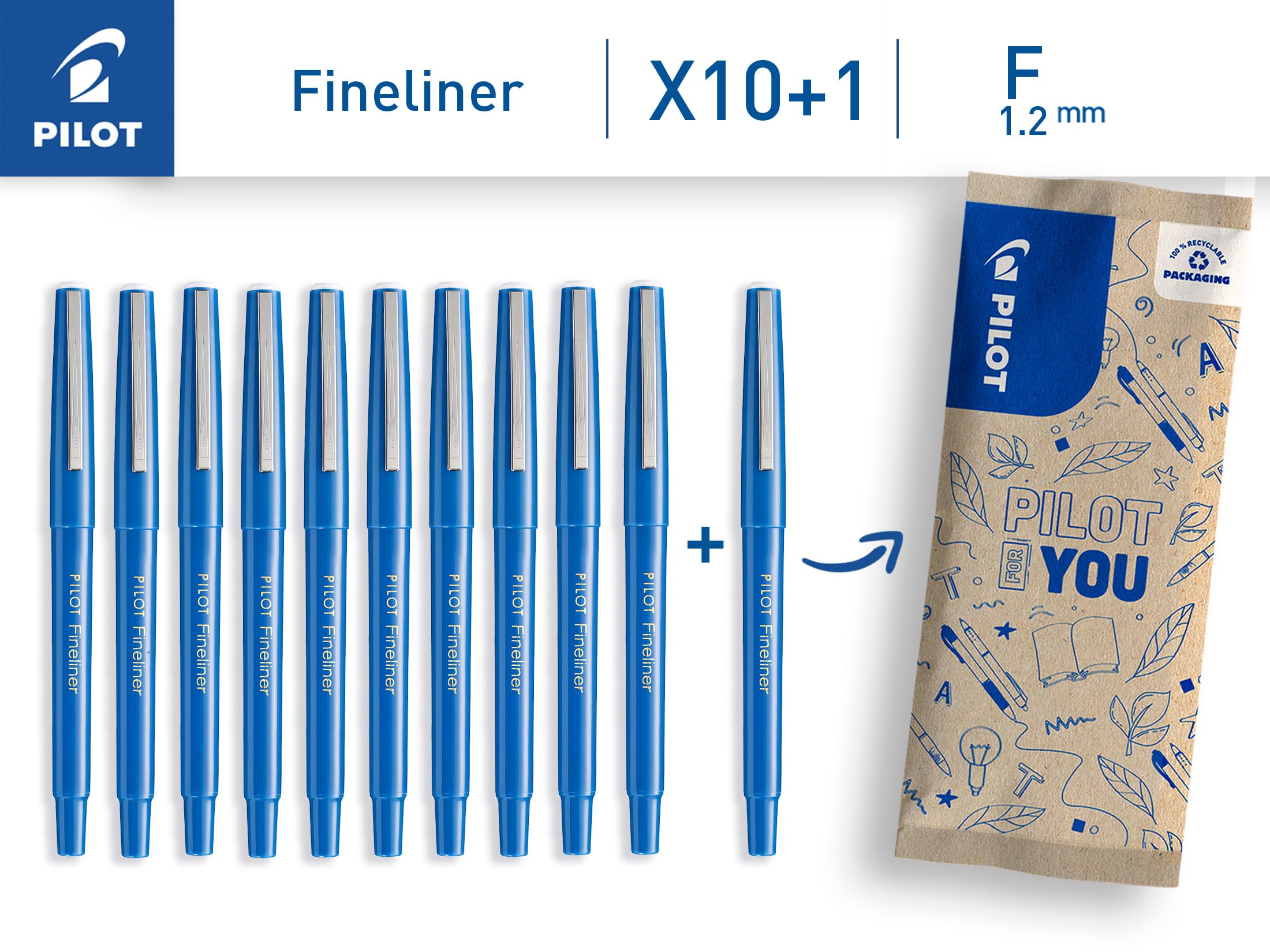 pilot-fineliner-lot-de-10-1-offert-stylos-feutres-d-criture-encre-liquide-trac-0 image 2