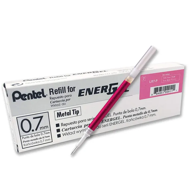 pentel-energel-lr7-lot-de-12-recharges-roller-0-7-mm-rose image 1