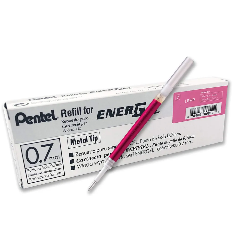 pentel-energel-lr7-lot-de-12-recharges-roller-0-7-mm-rose image 1