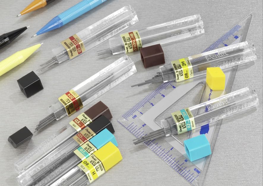 pentel-super-hi-polymer-c505-2h-mines-porte-mines-0-5-mm-lot-de-12-tuis-de-12-mi image 6