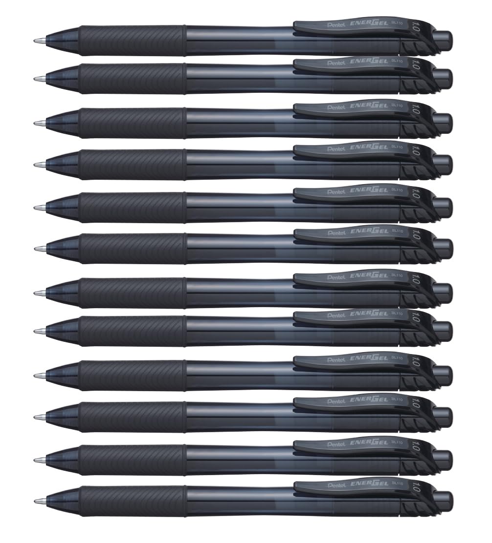 pentel-energel-roller-gel-r-tractable-1-mm-noir-lot-de-12 image 1