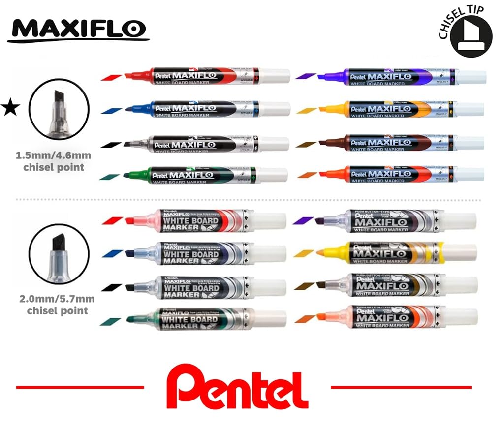 pentel-maxiflo-marqueur-tableau-blanc-pointe-biseaut-e-vert-lot-de-12 image 2