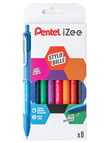 pentel-izee-bx470-stylo-bille-r-tractable-1-0-mm-pochette-de-8 image 8