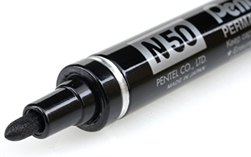 pentel-n50-marqueur-permanent-pointe-conique-4-3-mm-noir-lot-de-2 image 3