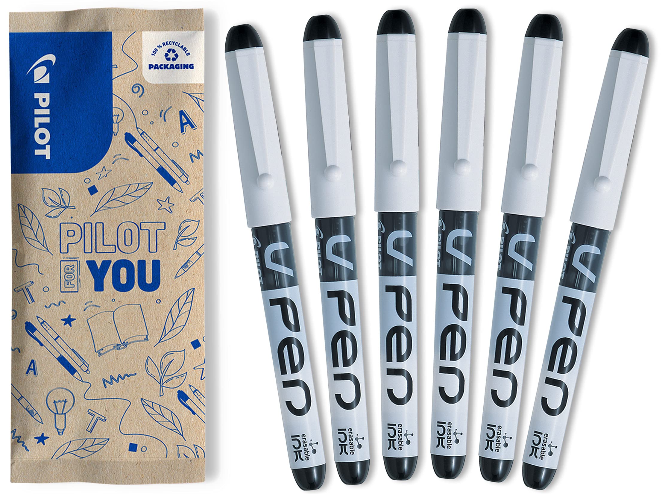 pilot-v-pen-effa-able-6-stylos-plume-bleu-plume-moyenne image 7