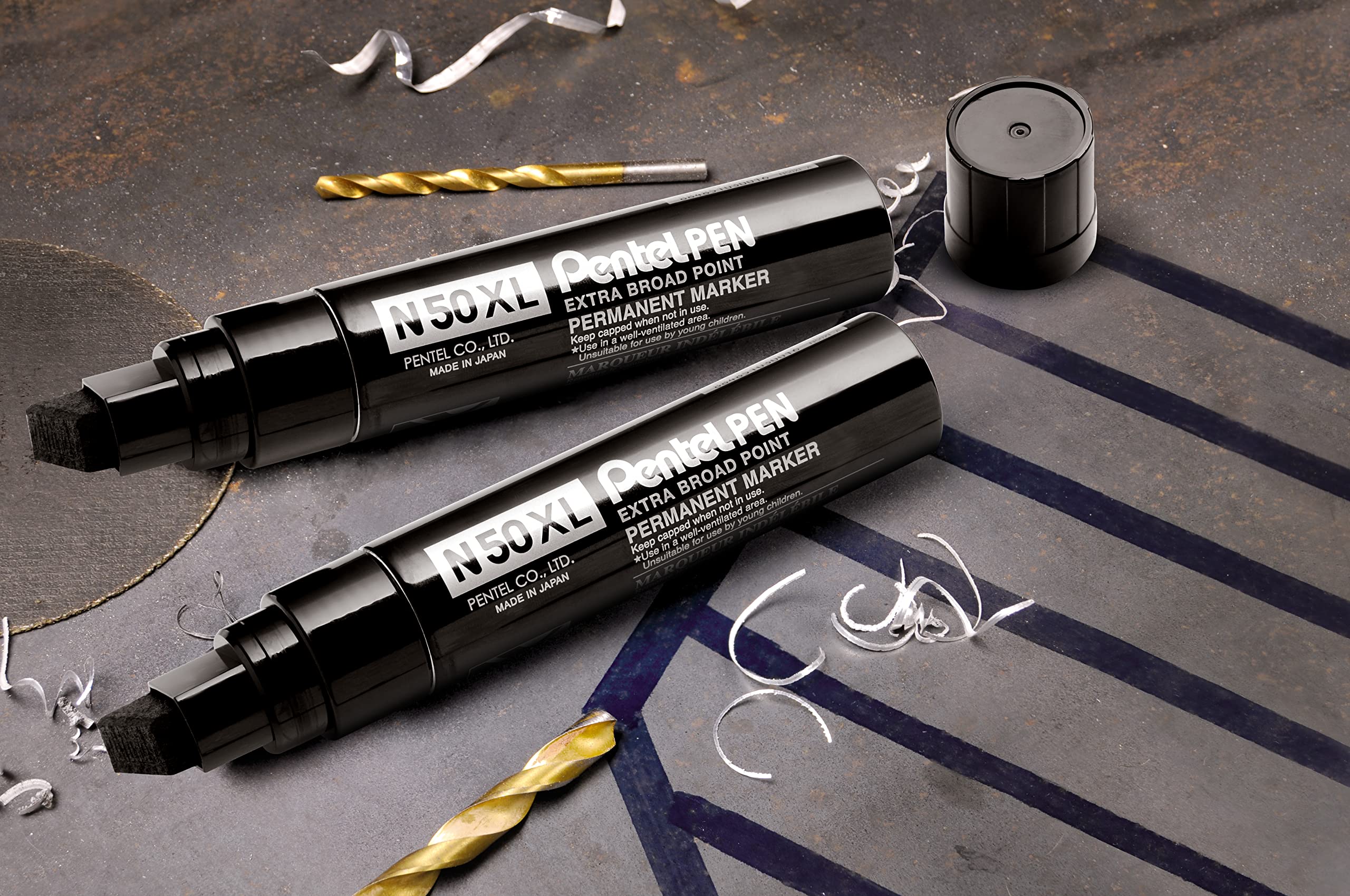pentel-n50xl-marqueur-permanent-noir-pointe-biseaut-e-8-15-4-mm image 4