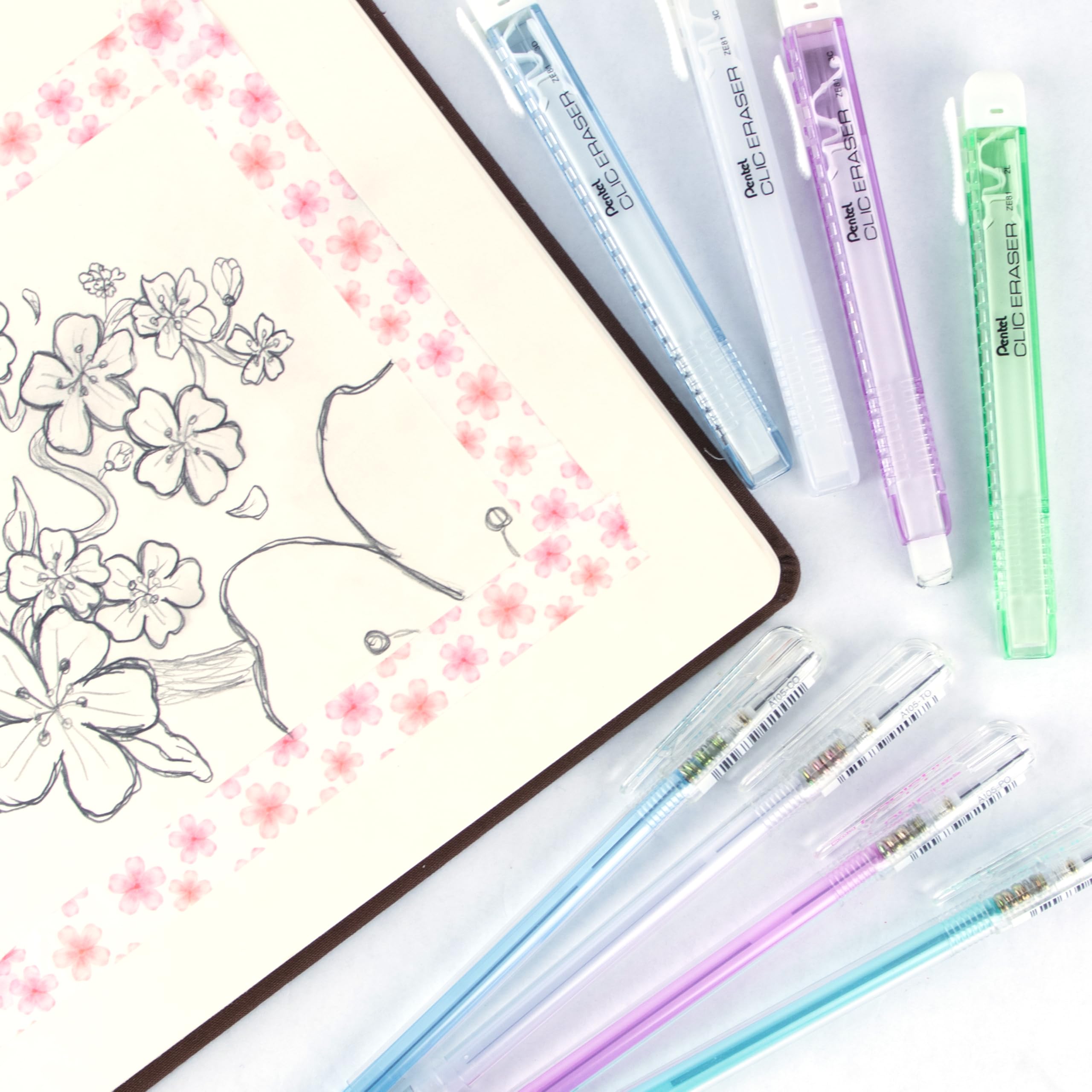 pentel-clic-eraser-ze81-stylo-gomme-rectangulaire-rechargeable-violet-transparen image 6