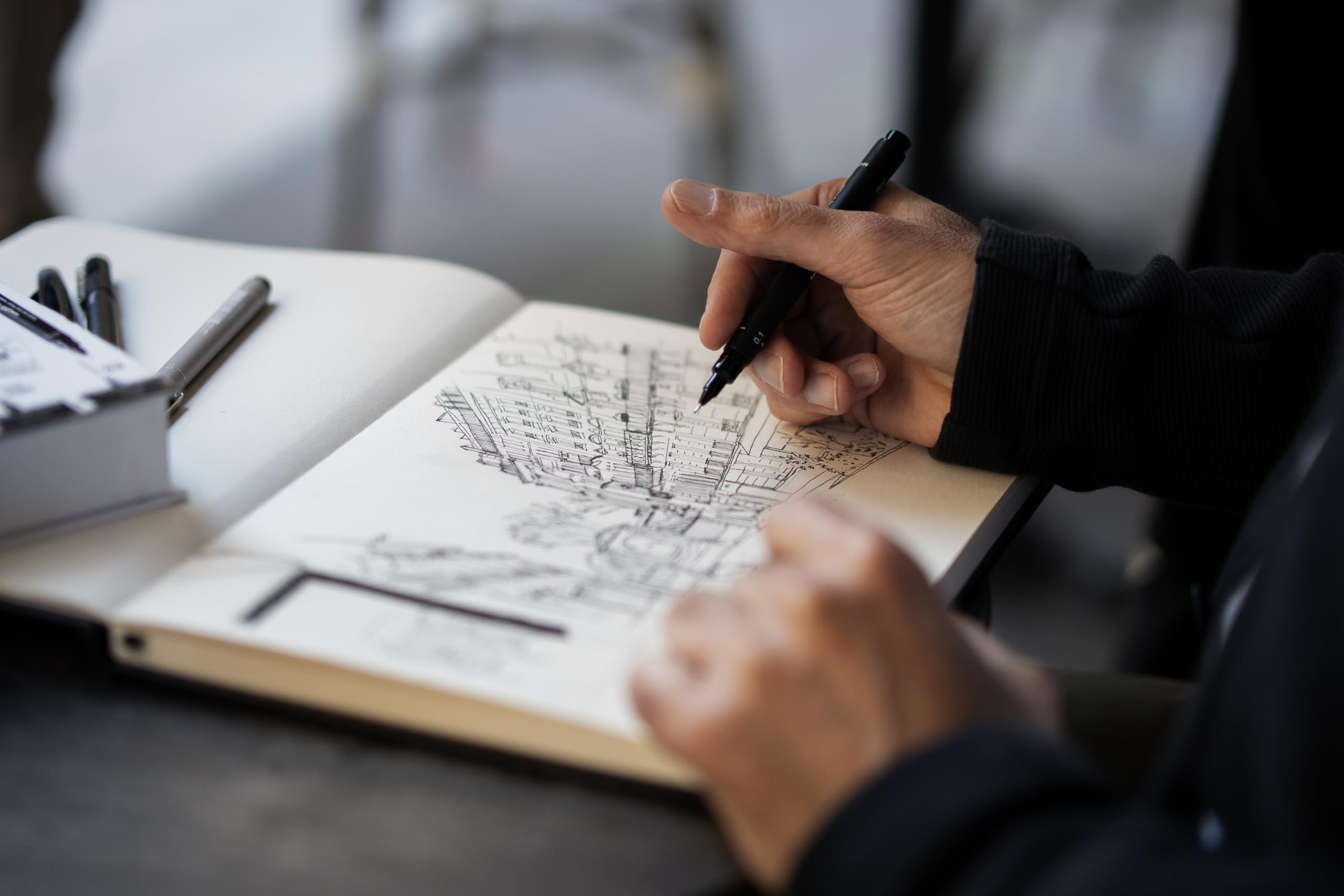 uni-ball-pin-urban-sketching-coffret-8-feutres-calibr-s-1-porte-mines-shalaku-s- image 6
