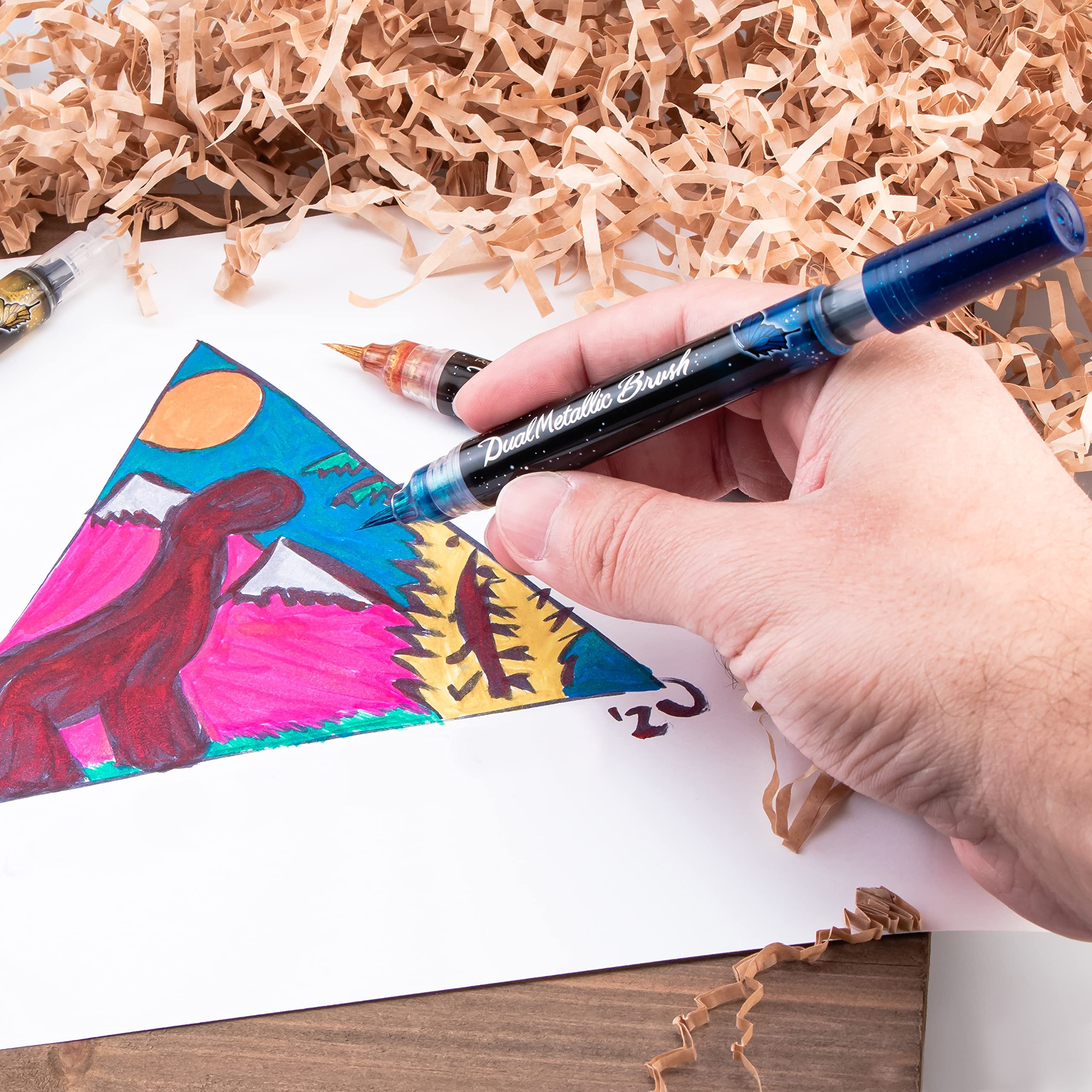 pentel-arts-dual-metallic-xgfh-feutre-pinceau-encre-gel-m-tallis-e-iris-e-pointe image 5