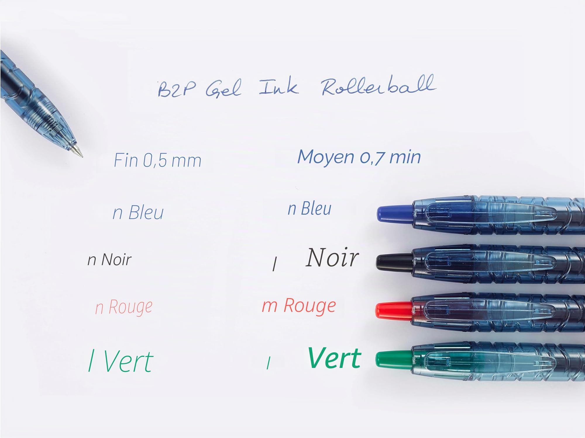 pilot-b2p-begreen-roller-gel-r-tractable-rechargeable-lot-de-4-bleu-pointe-moyen image 6