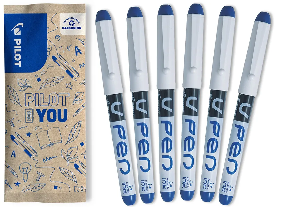 pilot-v-pen-effa-able-6-stylos-plume-bleu-plume-moyenne image 1